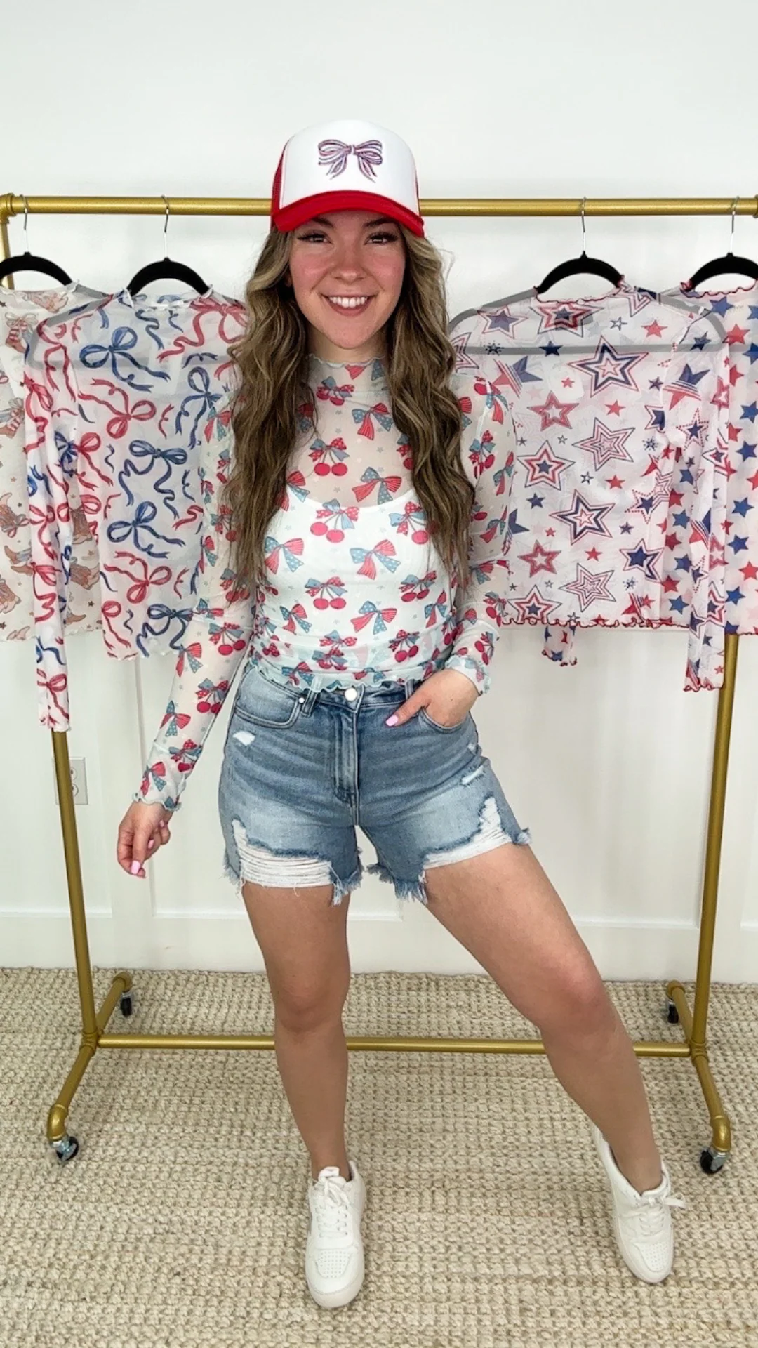 All American Girl Sheer Mesh Long Sleeve Avery Mae Top - 5 options! - Image 13