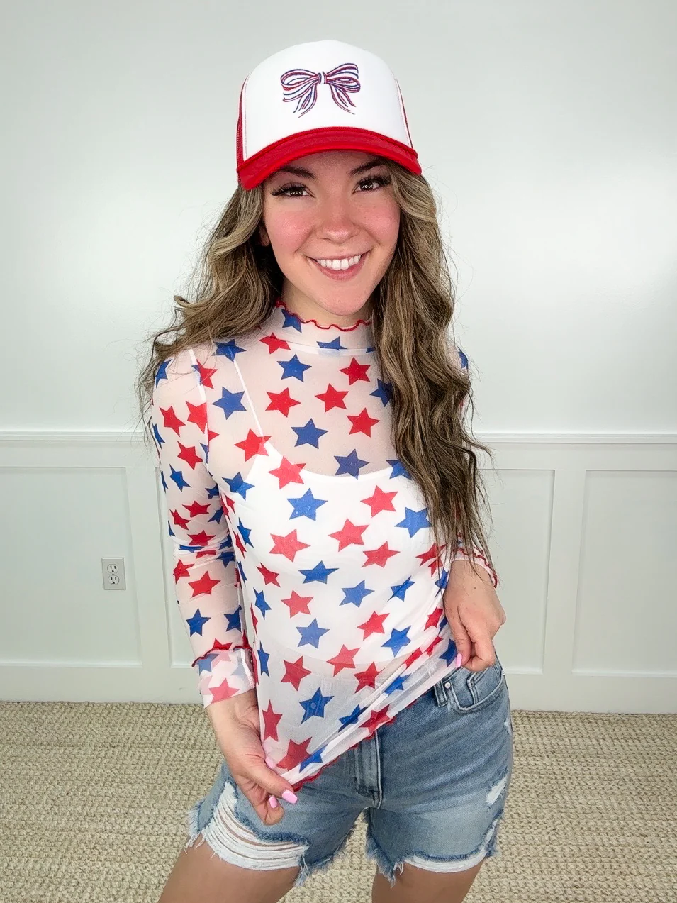 All American Girl Sheer Mesh Long Sleeve Avery Mae Top - 5 options! - Image 5