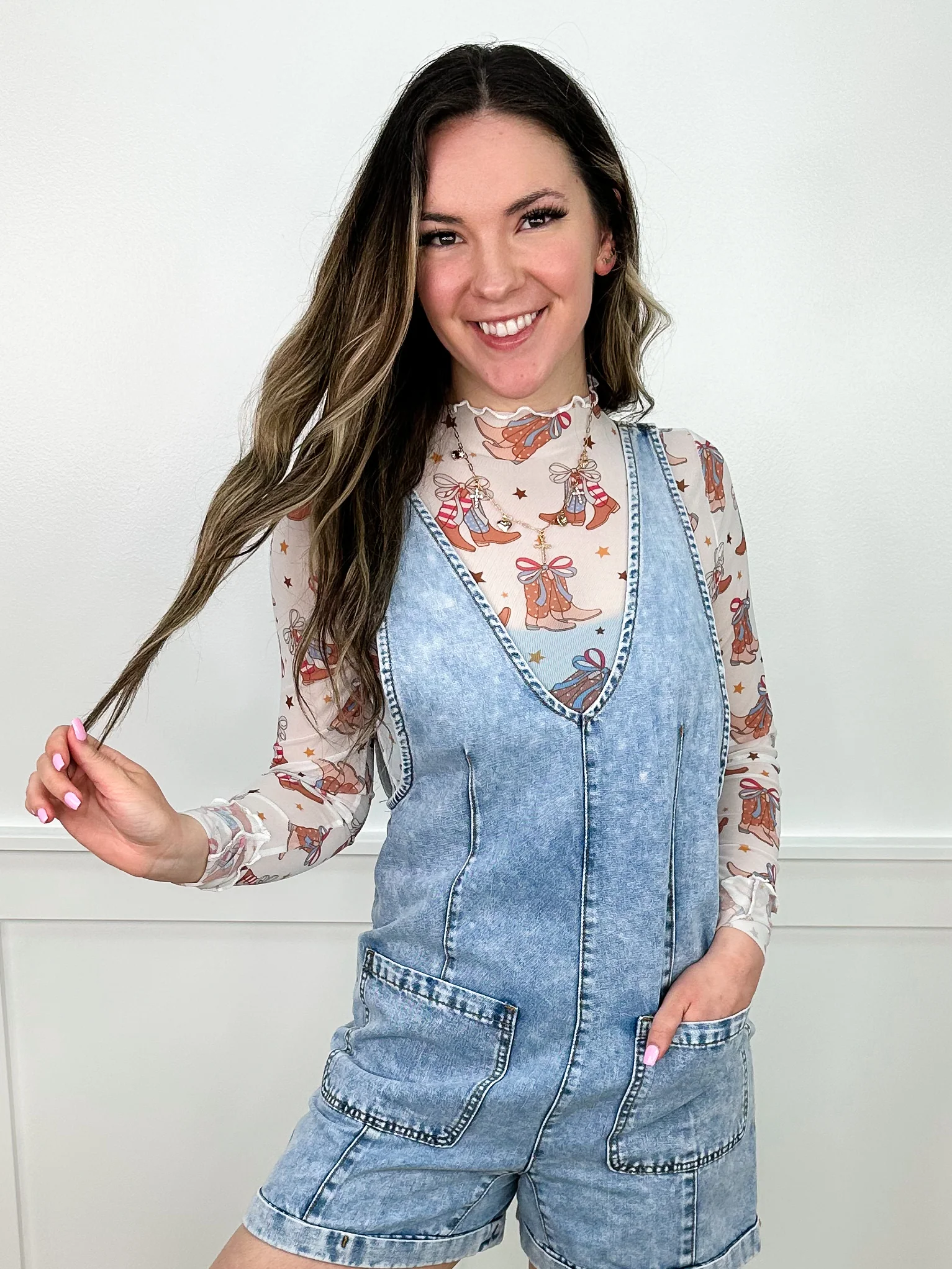 All American Girl Sheer Mesh Long Sleeve Avery Mae Top - 5 options! - Image 6