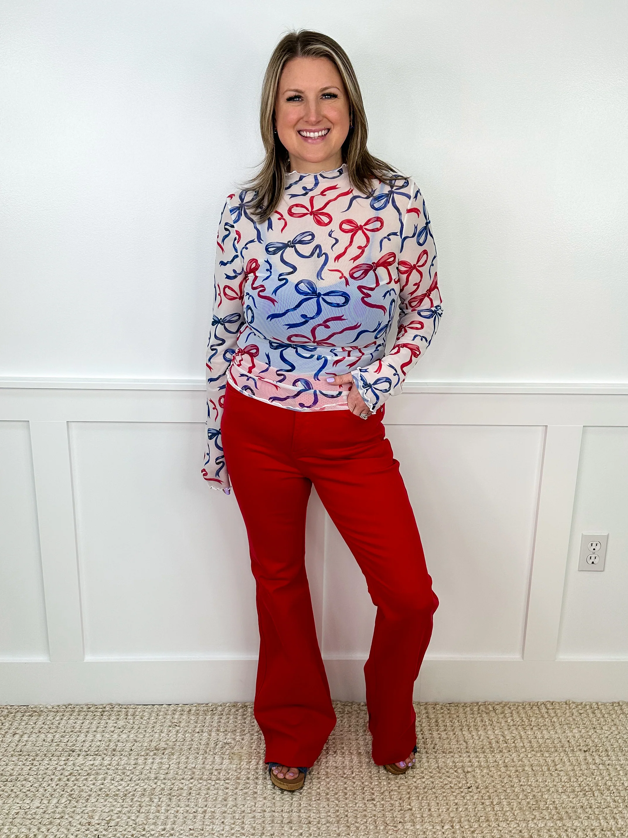 All American Girl Sheer Mesh Long Sleeve Avery Mae Top - 5 options! - Image 8