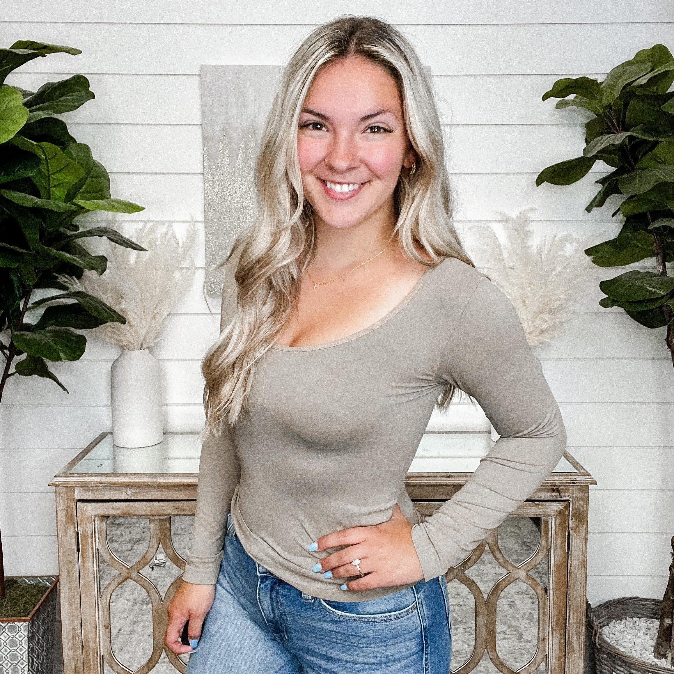 Basic Reversible V & Scoop Neck Long Sleeve Top - 6 colors! - Image 5