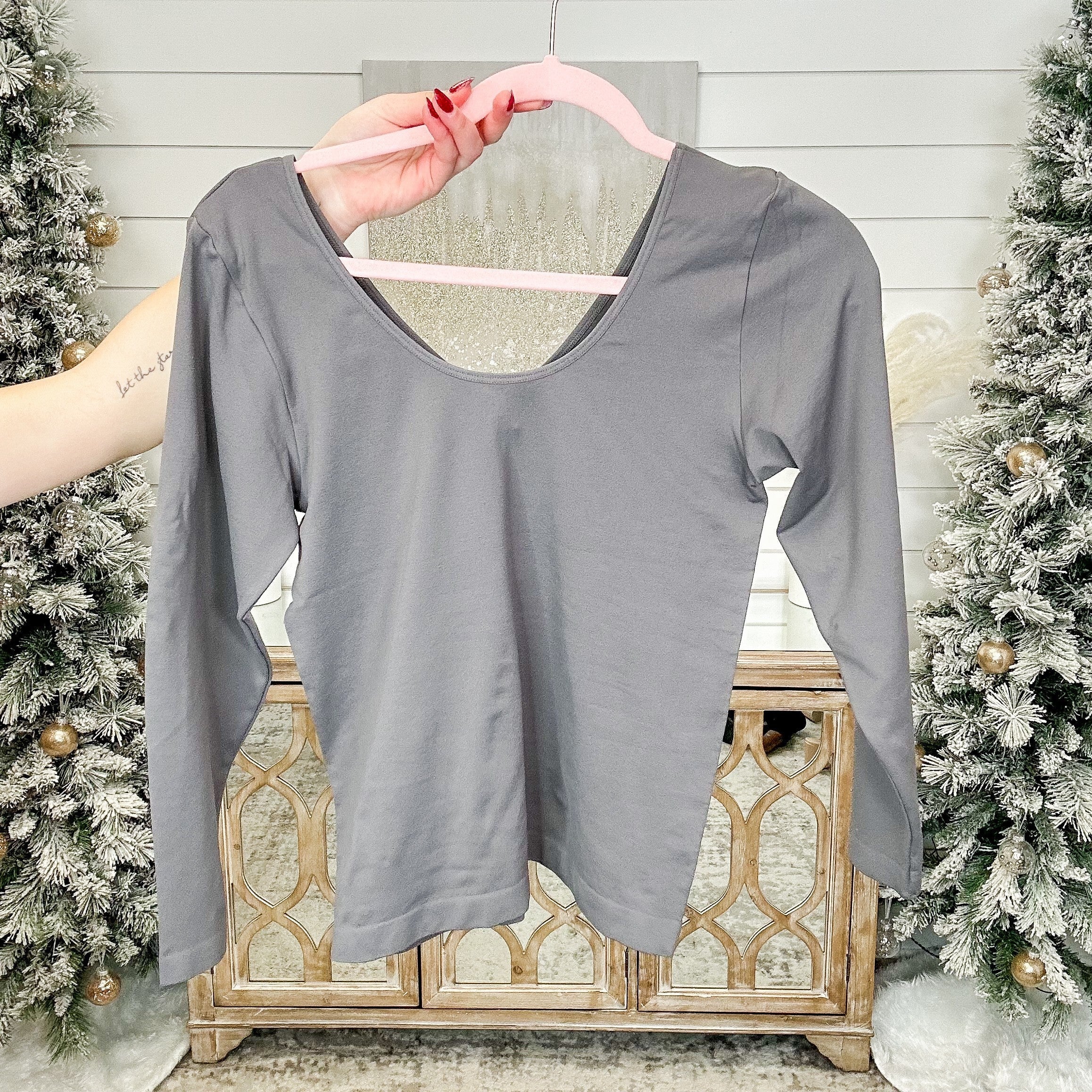 Basic Reversible V & Scoop Neck Long Sleeve Top - 6 colors! - Image 7