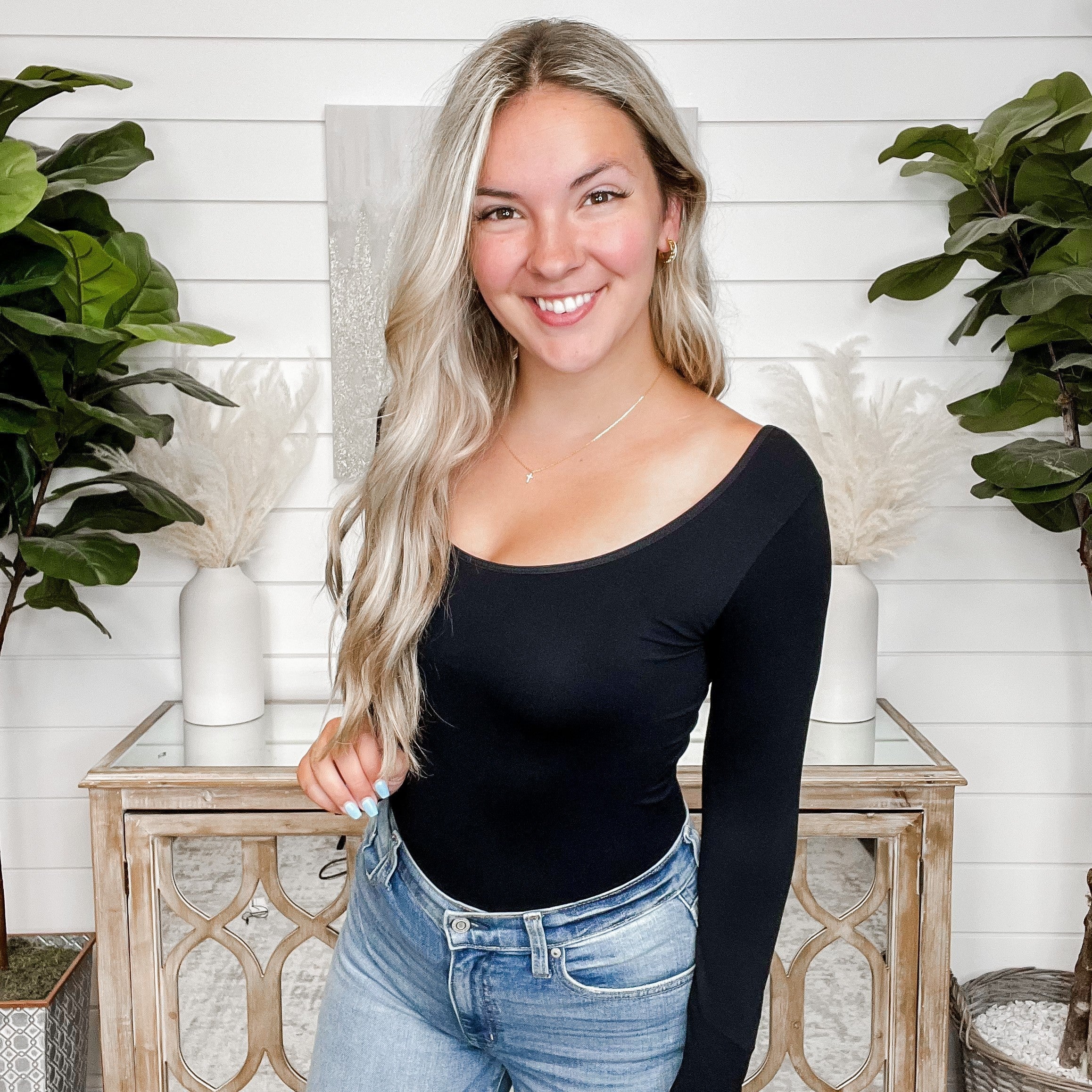 Basic Reversible V & Scoop Neck Long Sleeve Top - 6 colors! - Image 8