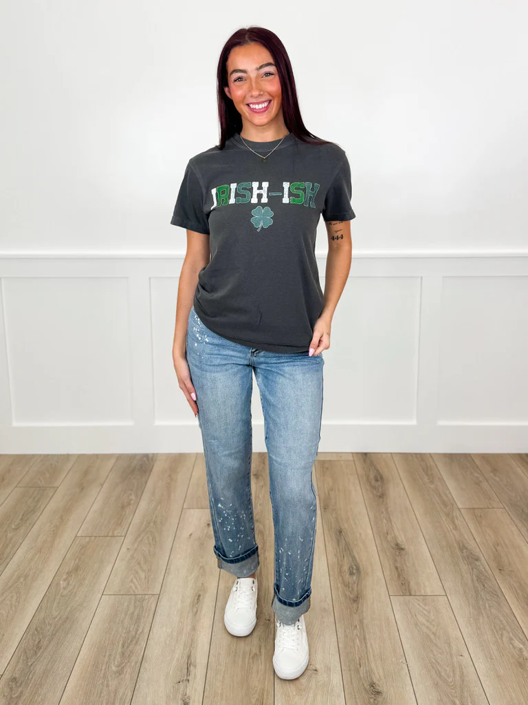 Irish-ish Cotton Short Sleeve Charcoal Avery Mae Graphic Tee Shirt - Image 3