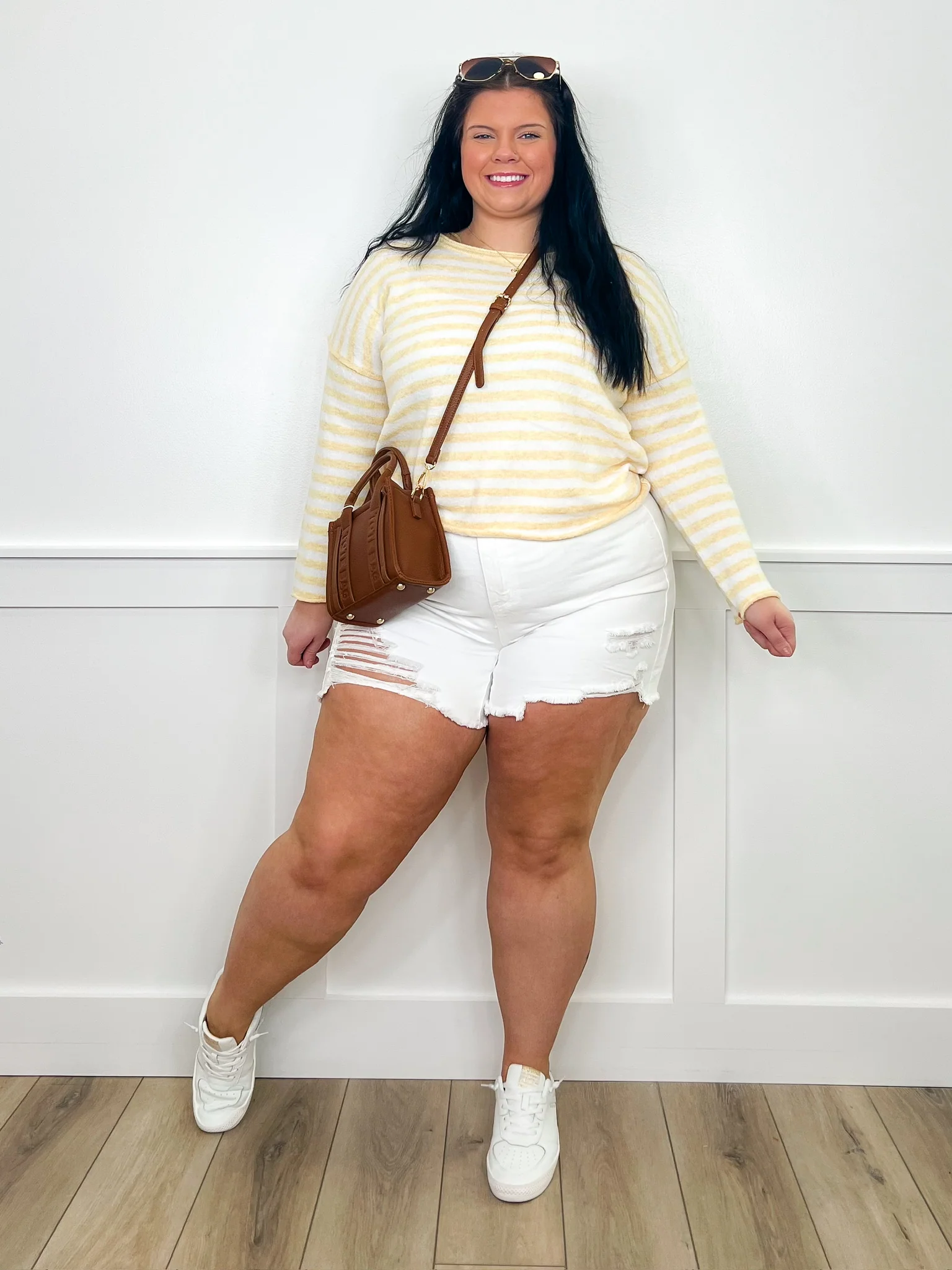 Judy Blue Amber High-Rise Denim Shorts – White (Rigid Magic, Distressed) - Image 15