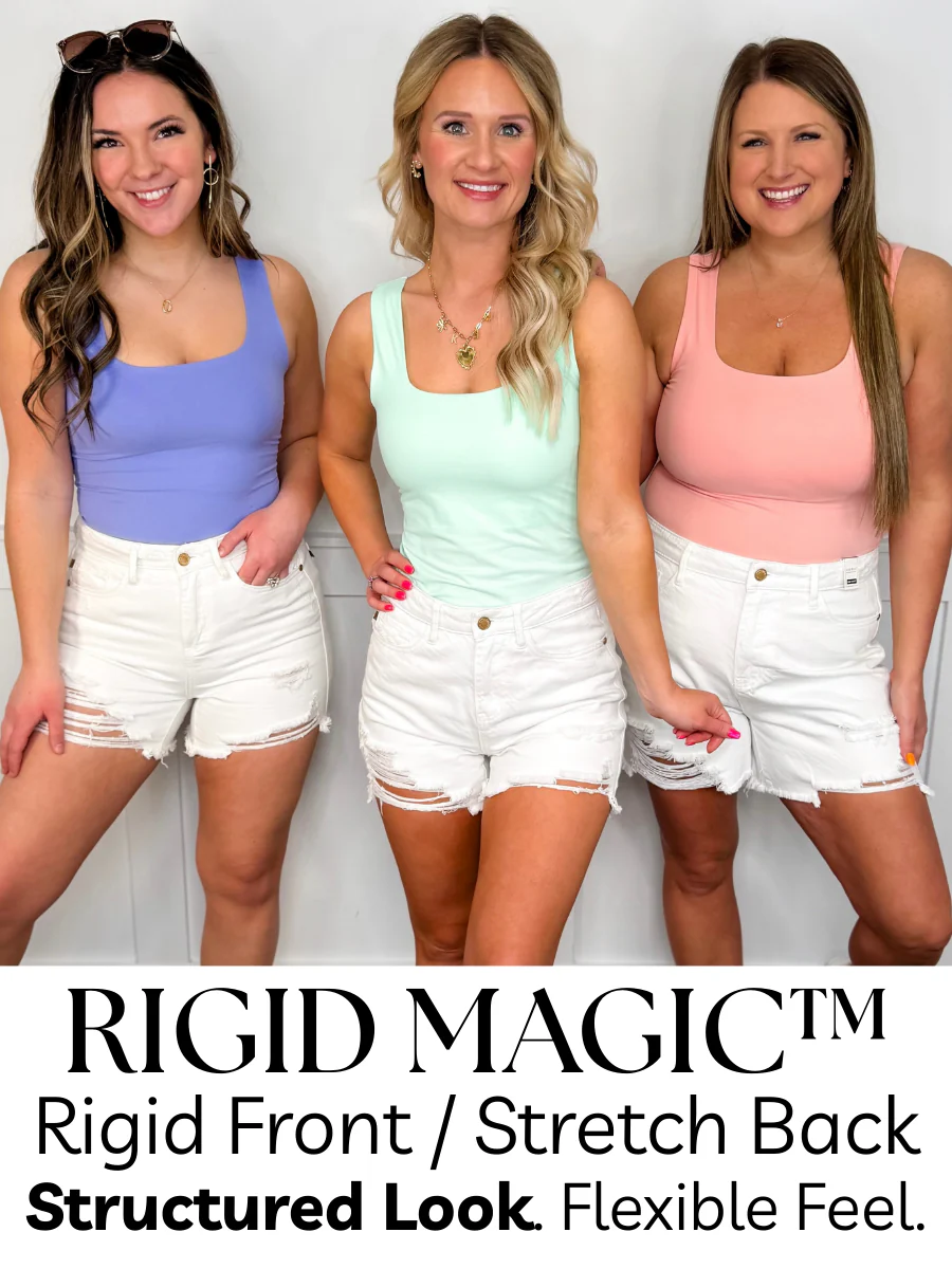 Judy Blue Amber High-Rise Denim Shorts – White (Rigid Magic, Distressed) - Image 3