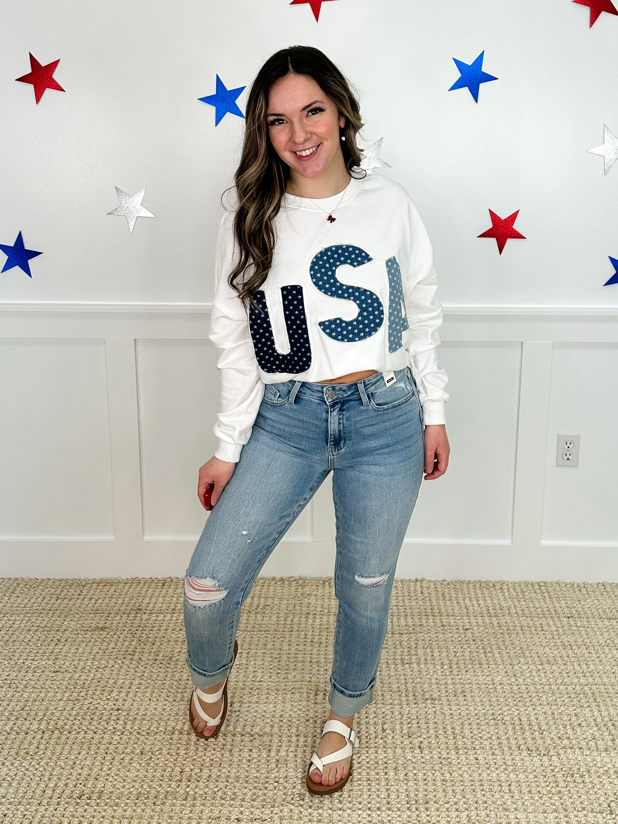 Judy Blue Brandy Distressed Mid-Rise Boyfriend Light Wash Jeans - Image 3