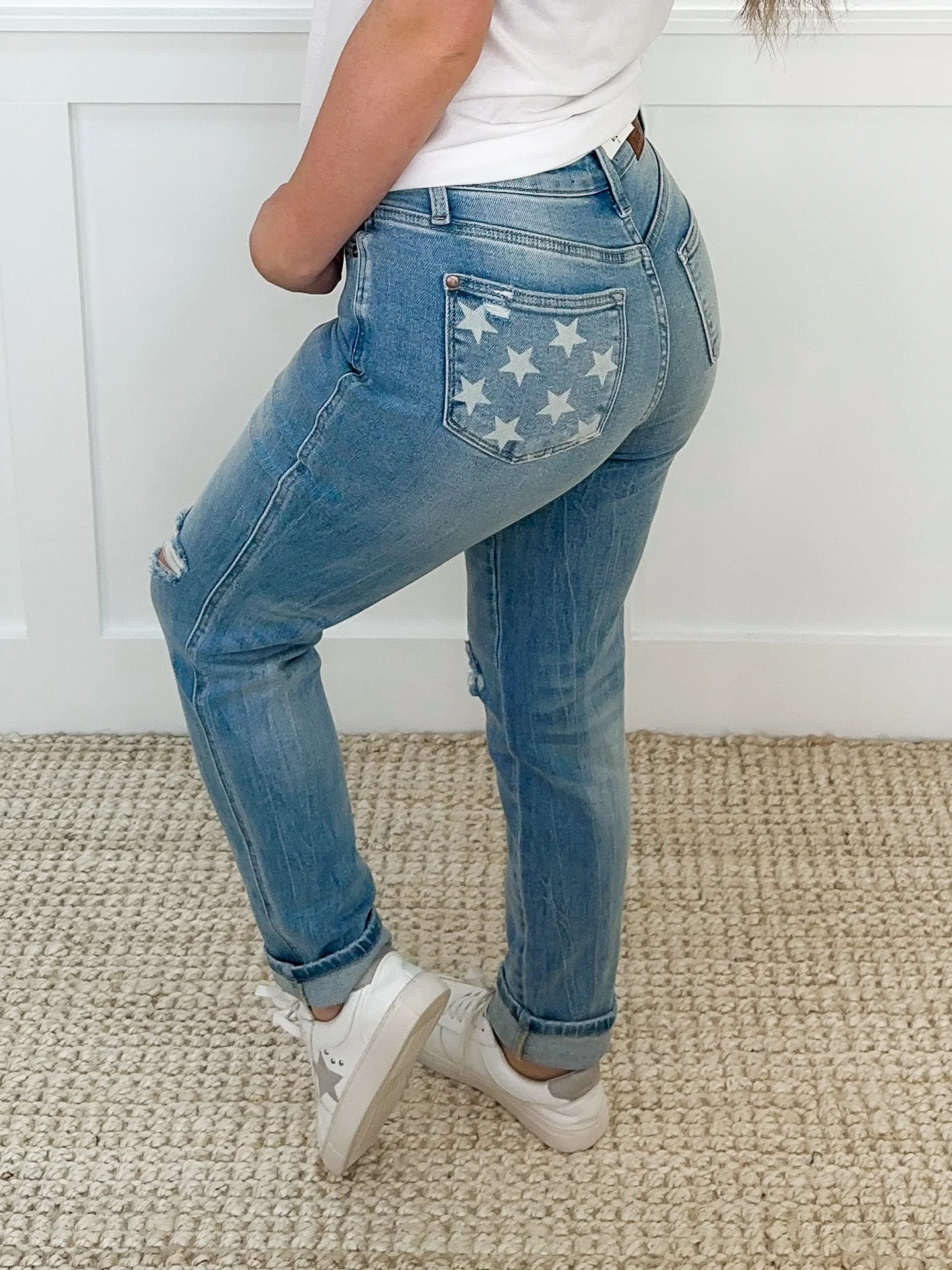 Judy Blue Brandy Distressed Mid-Rise Boyfriend Light Wash Jeans - Image 7