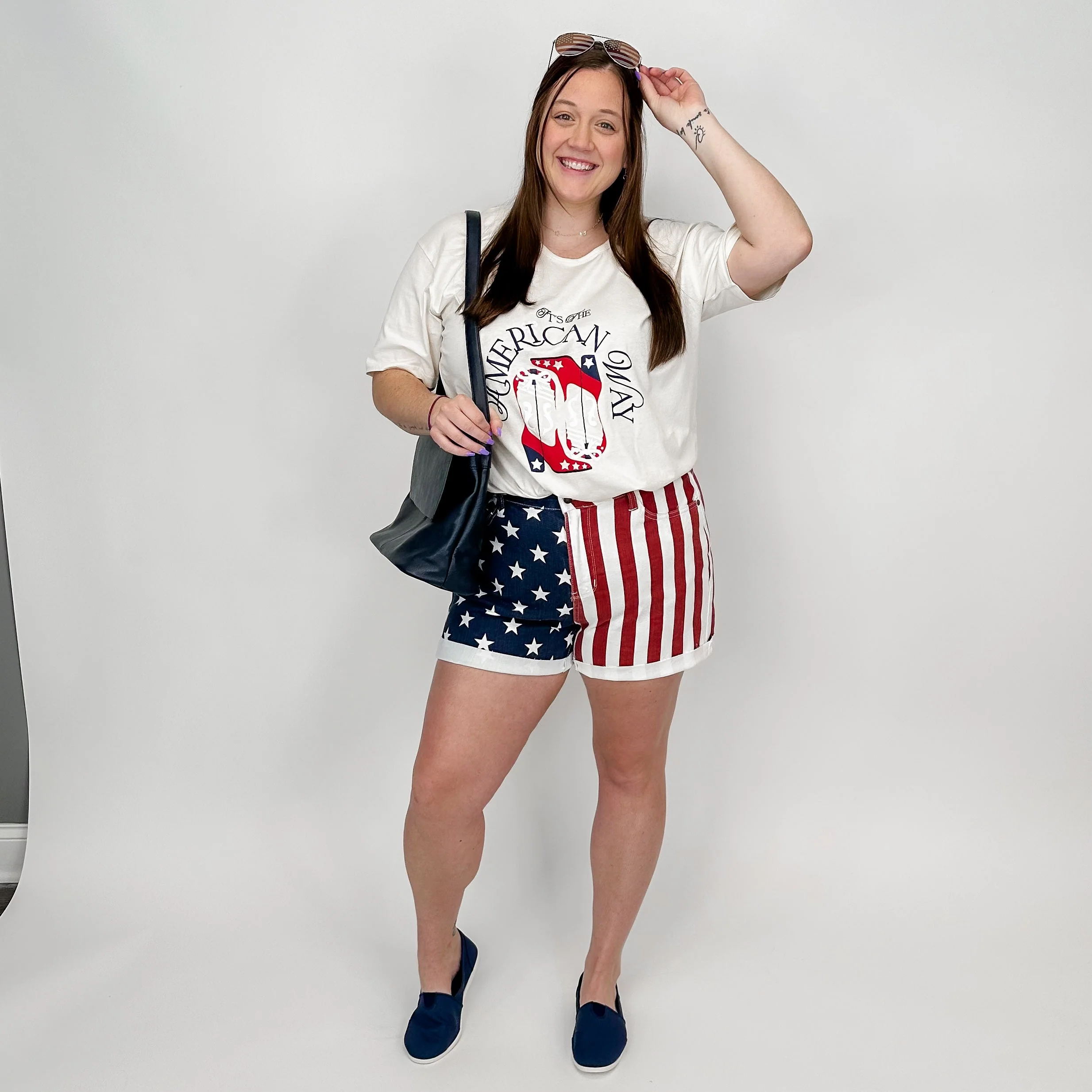 Judy Blue Diana High-Rise Fray Hem Flag Print Shorts - Image 9