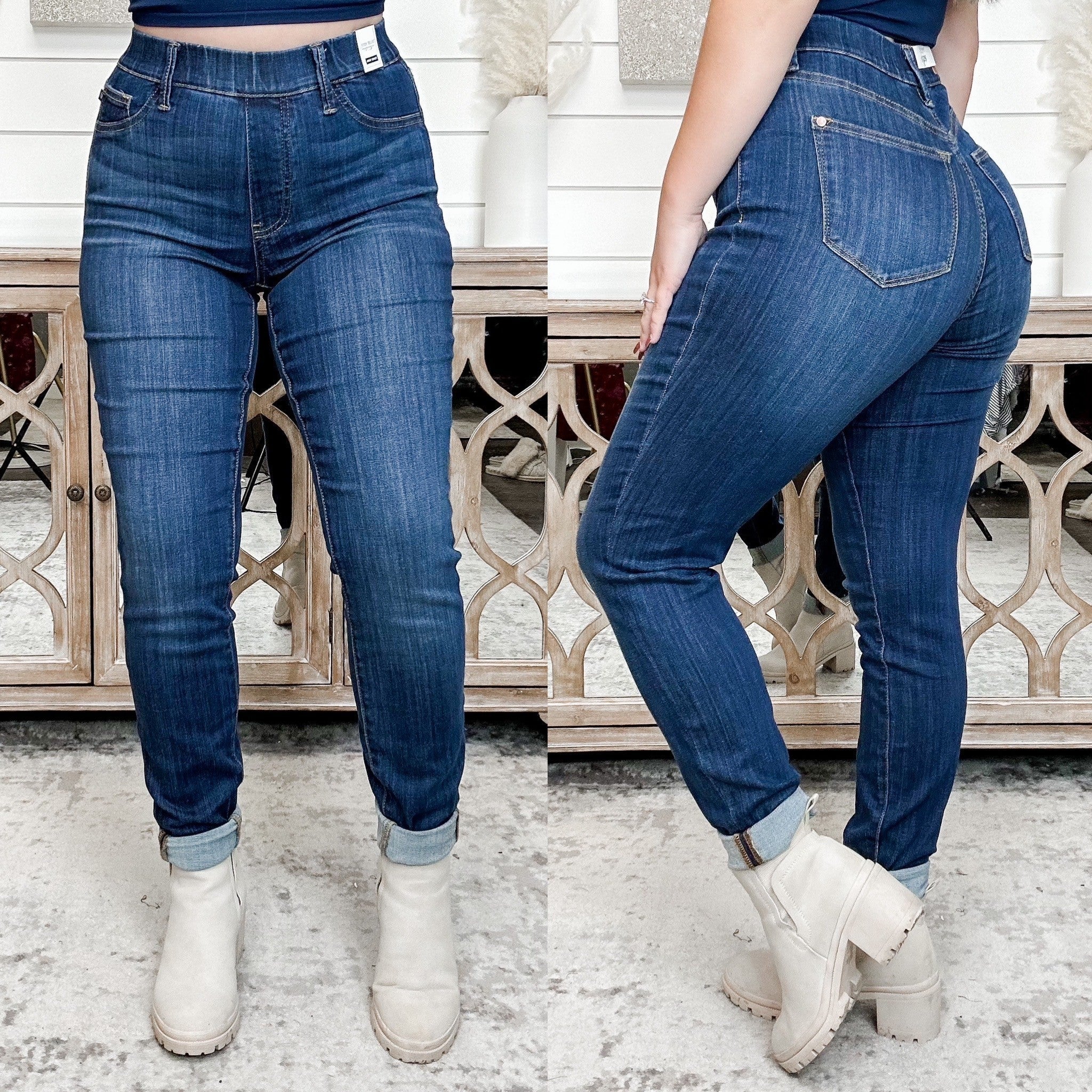 Judy Blue Gracie High-Rise Slim Fit Dark Wash Pull On Jeans - Image 5