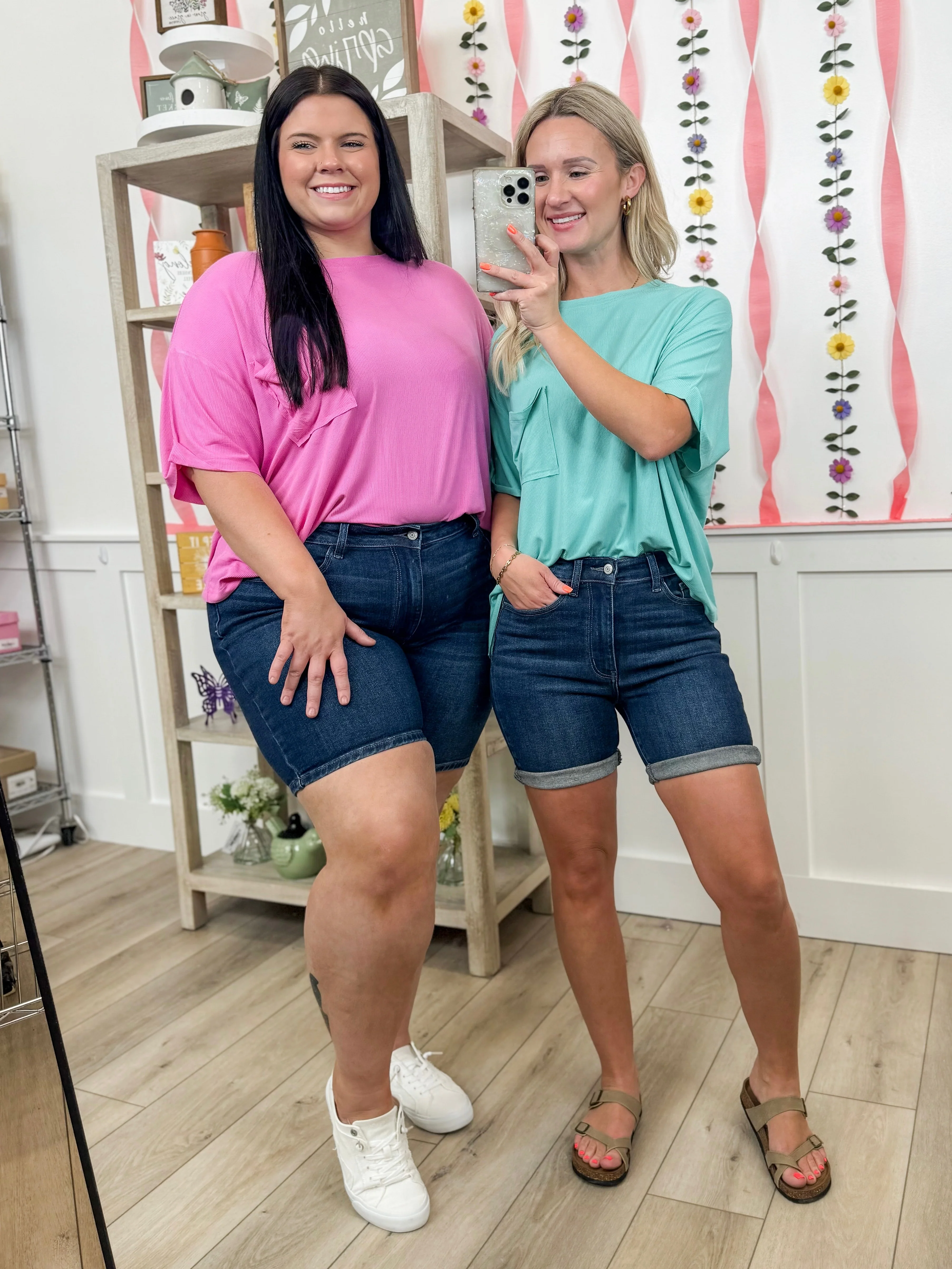 Judy Blue Kristen Mid-Rise Bermuda Denim Shorts - Dark Wash (Non-Distressed) - Image 4