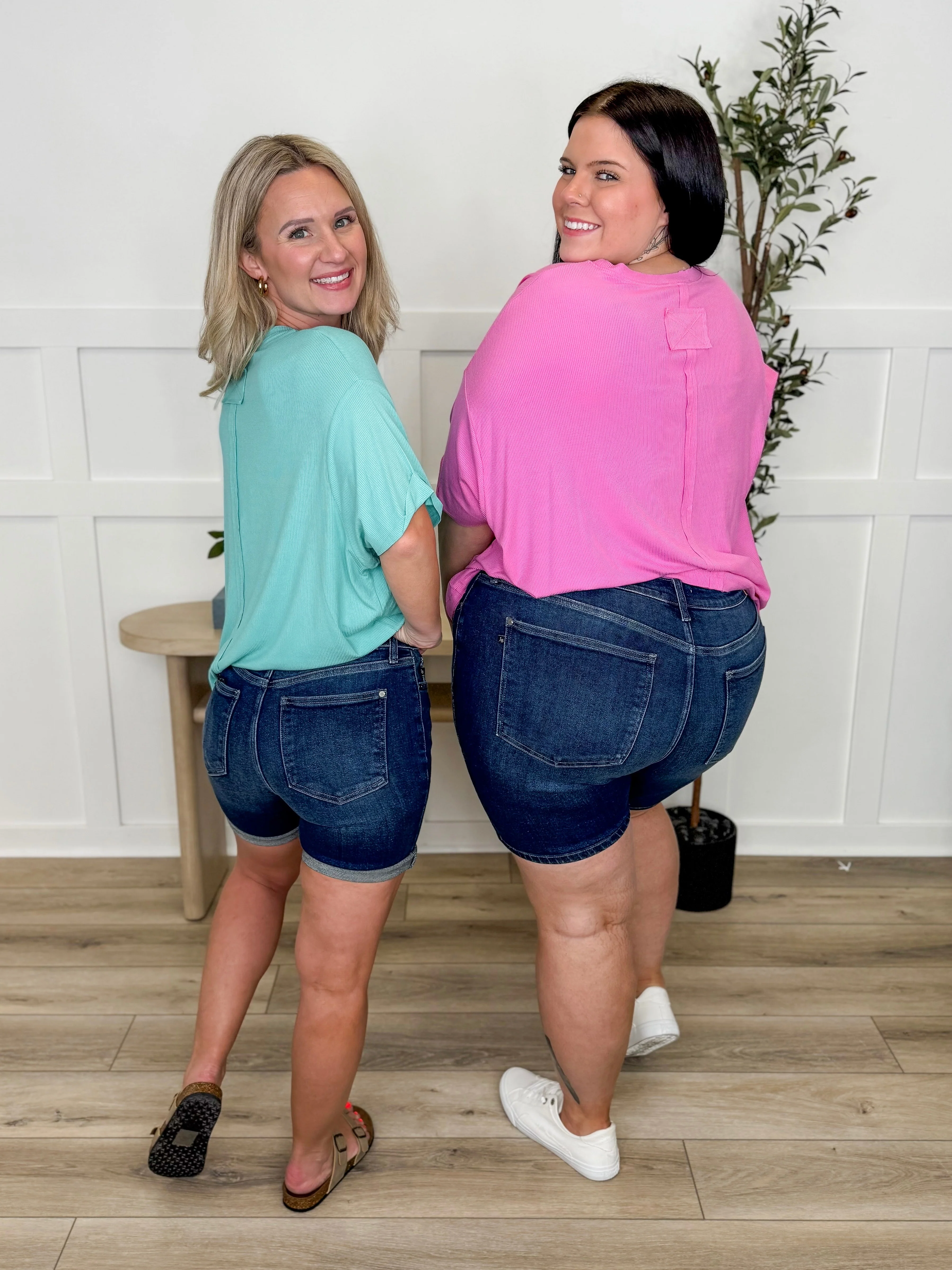 Judy Blue Kristen Mid-Rise Bermuda Denim Shorts - Dark Wash (Non-Distressed) - Image 8