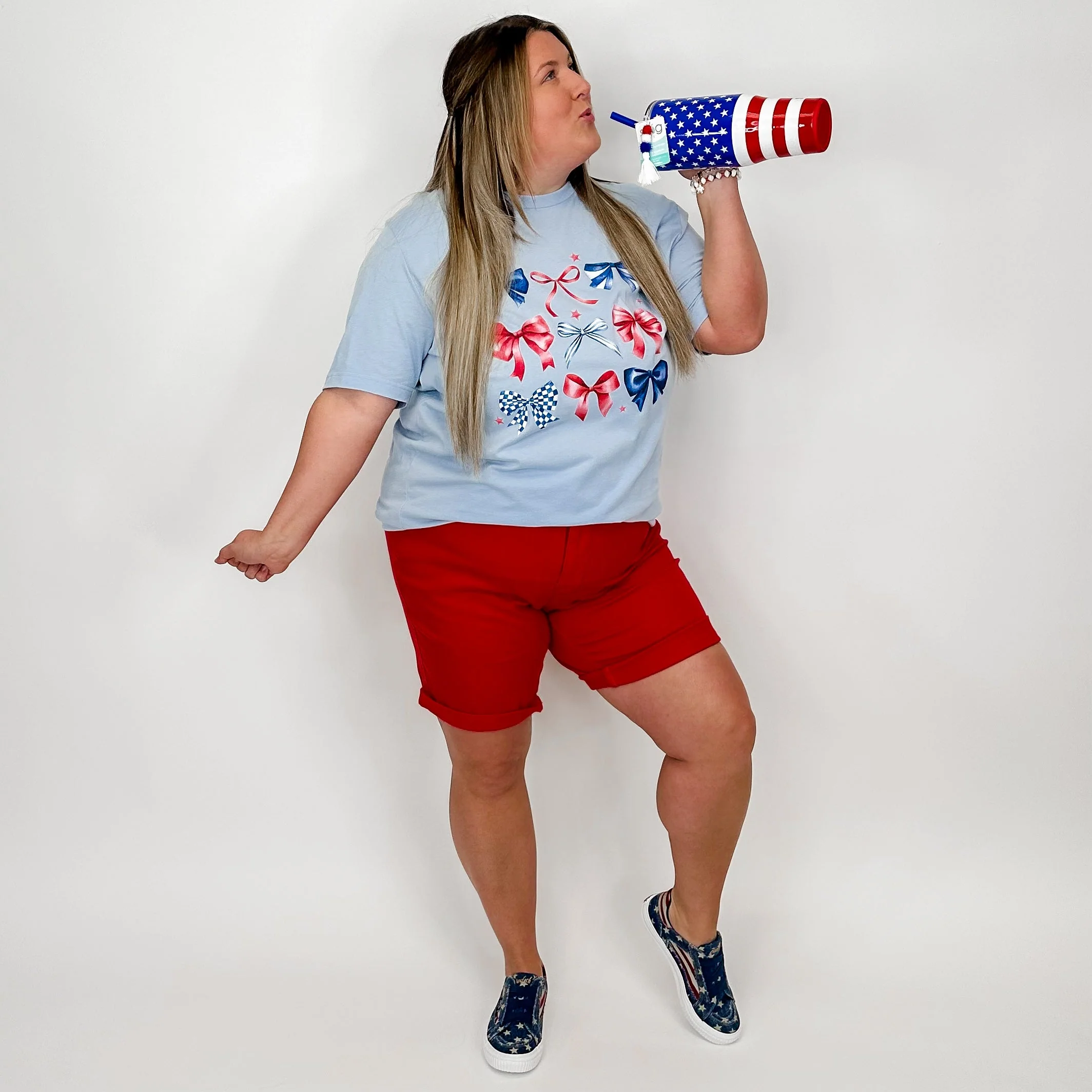 Judy Blue Olivia Tummy Control High-Rise Red Bermuda Shorts - Image 4