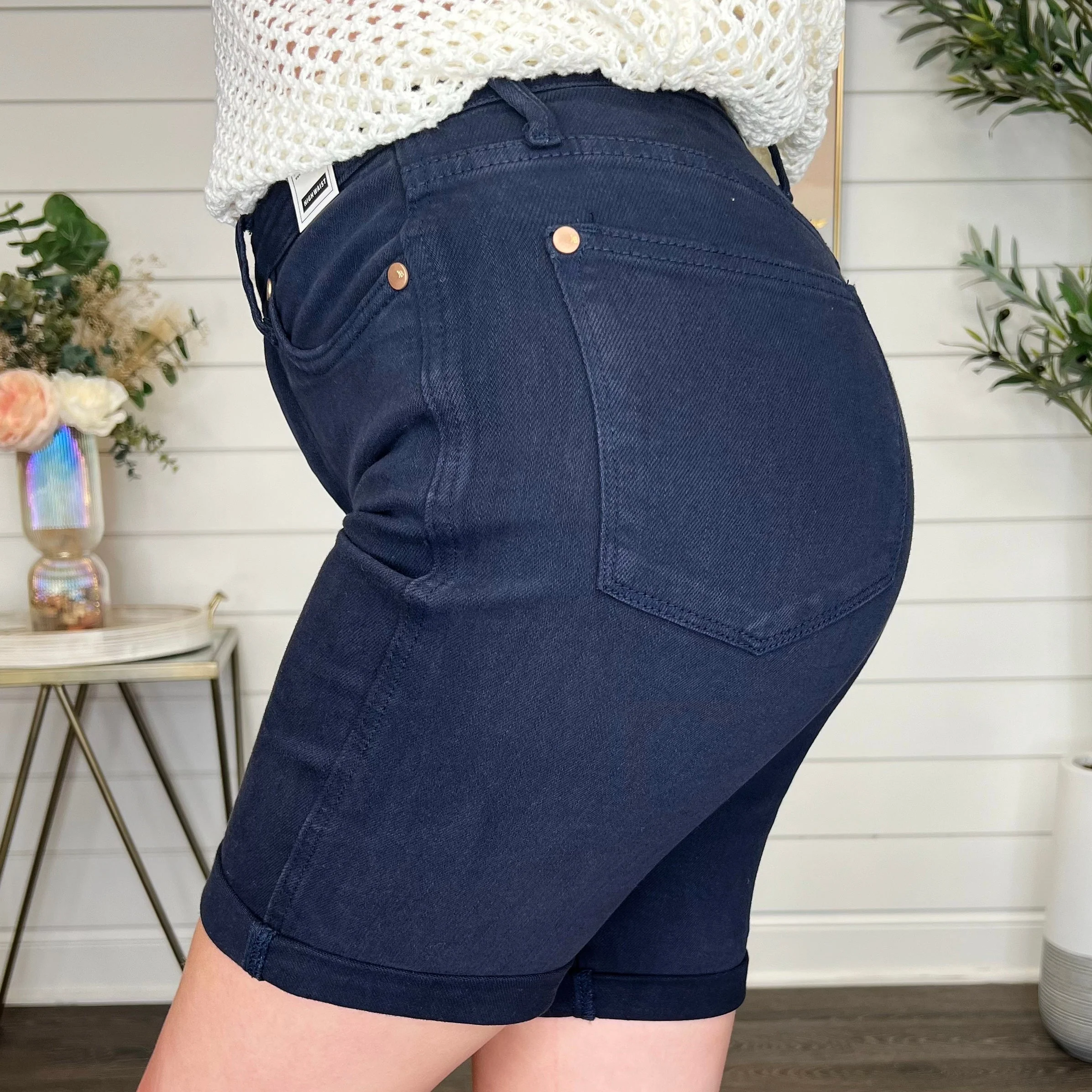 Judy Blue Tess Tummy Control High-Rise Navy Bermuda Shorts - Image 3