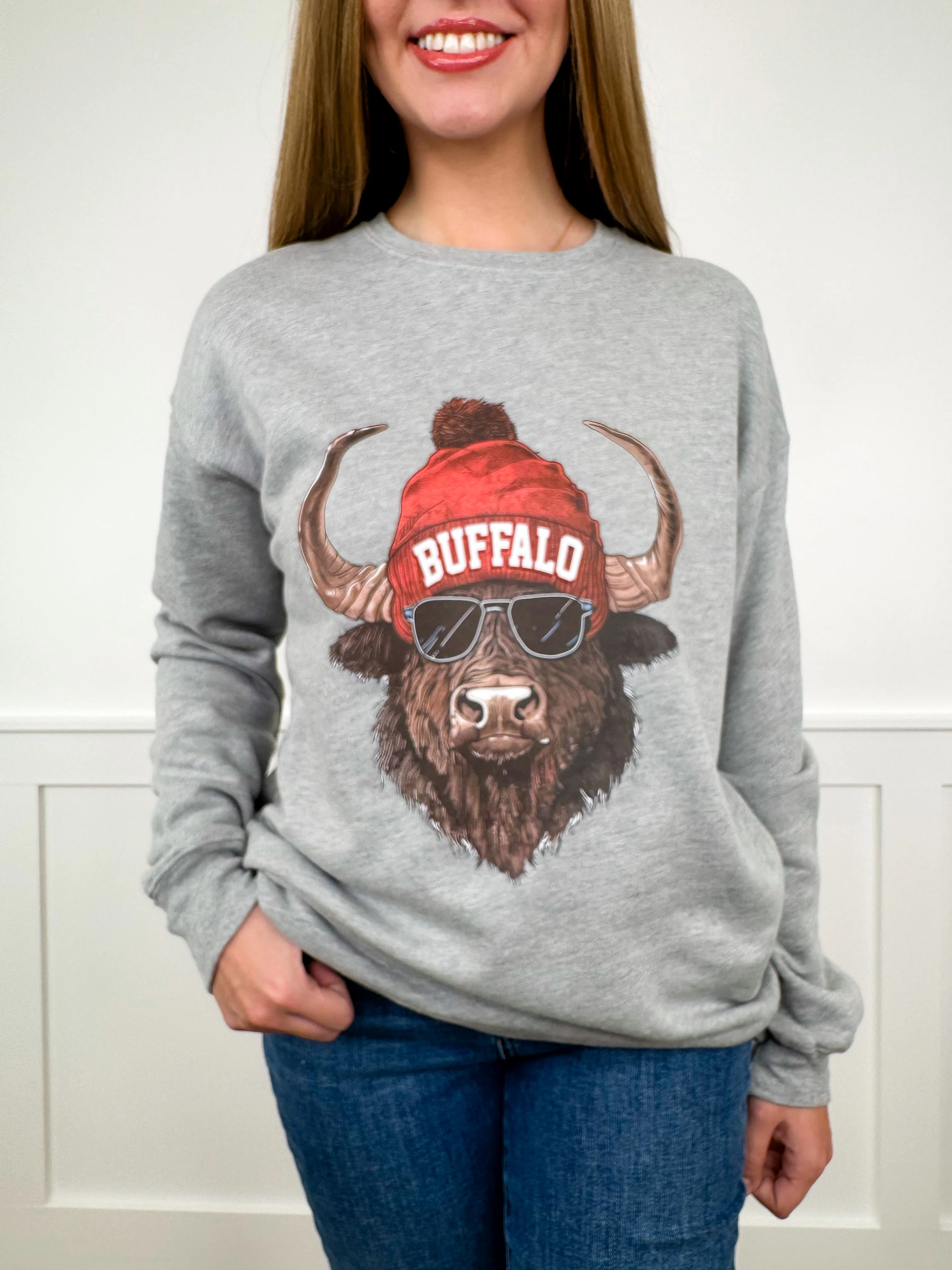 Game Day Gear Cotton Blend Long Sleeve Grey Avery Mae Graphic Crewneck Sweatshirt - Multiple Options (Bella+Canvas) - Image 10