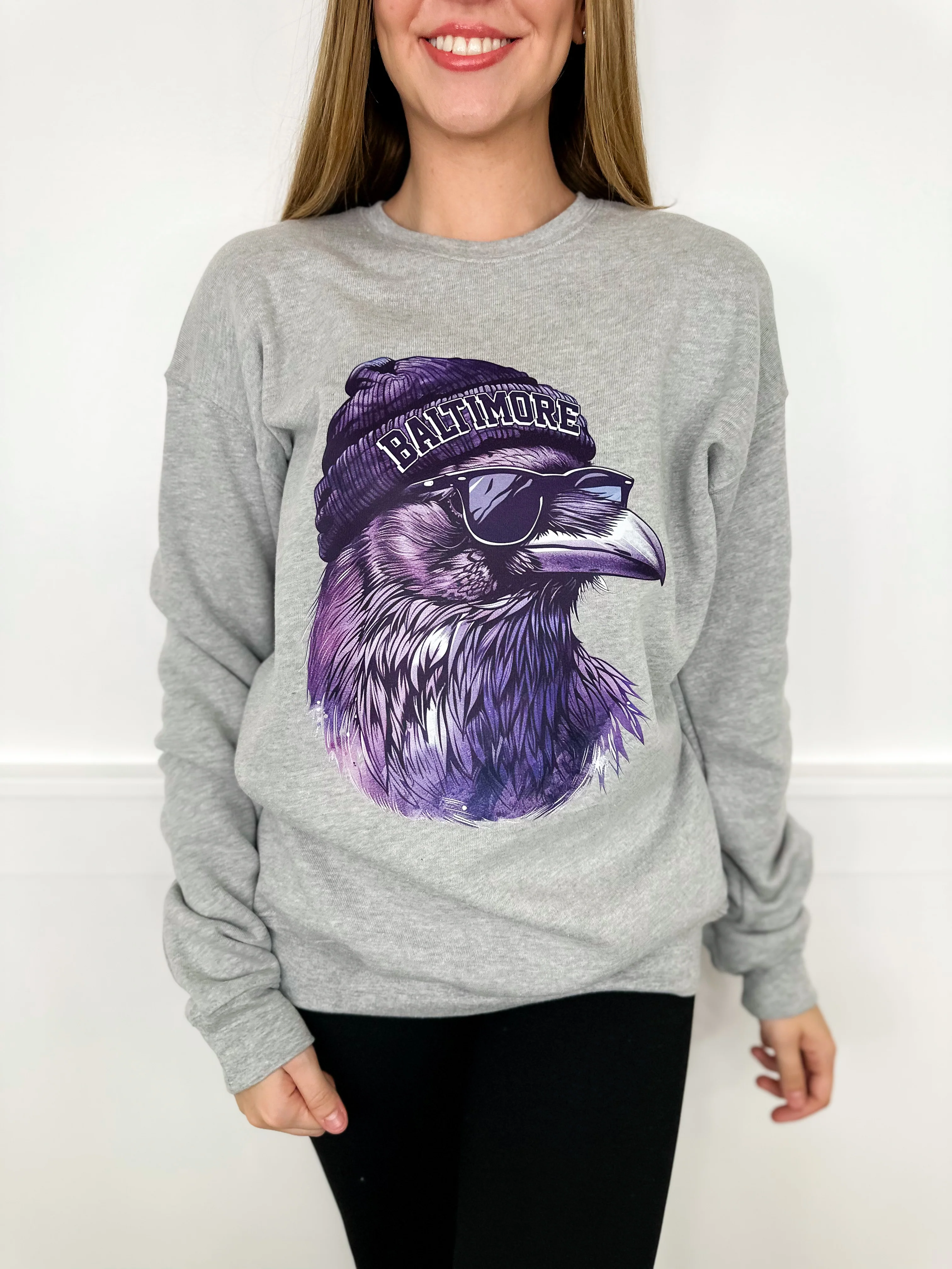 Game Day Gear Cotton Blend Long Sleeve Grey Avery Mae Graphic Crewneck Sweatshirt - Multiple Options (Bella+Canvas) - Image 13