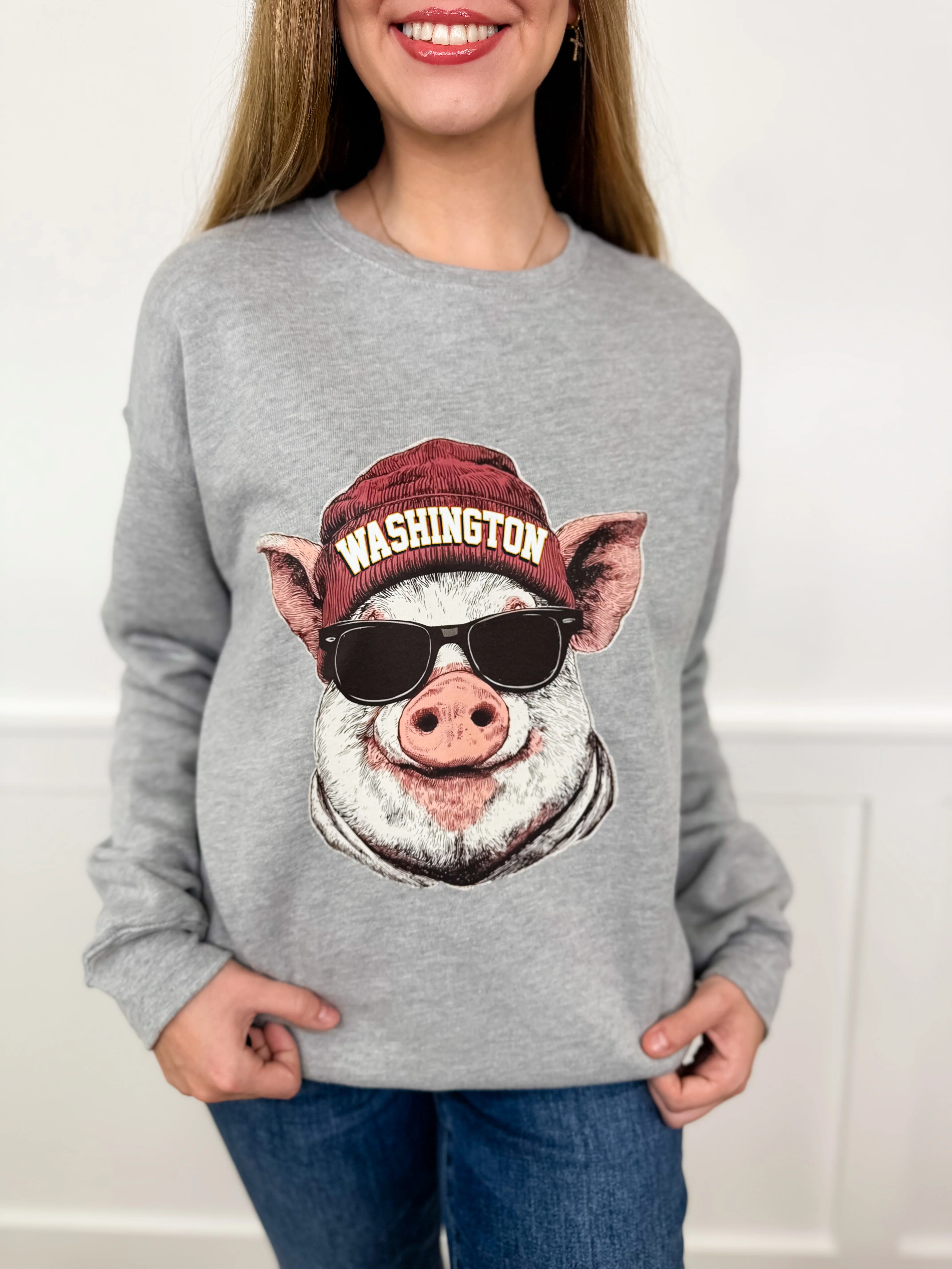 Game Day Gear Cotton Blend Long Sleeve Grey Avery Mae Graphic Crewneck Sweatshirt - Multiple Options (Bella+Canvas) - Image 23