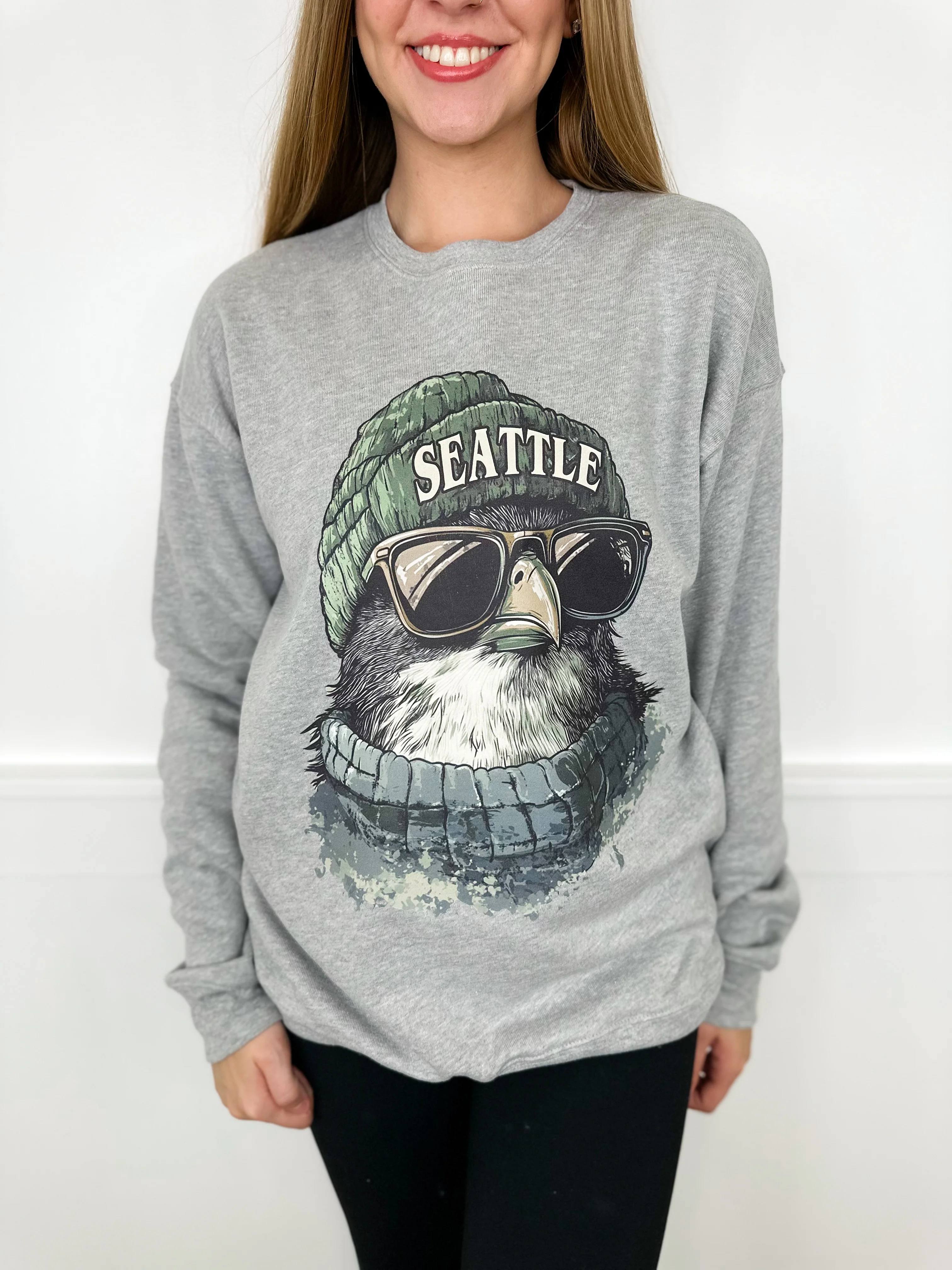 Game Day Gear Cotton Blend Long Sleeve Grey Avery Mae Graphic Crewneck Sweatshirt - Multiple Options (Bella+Canvas) - Image 3