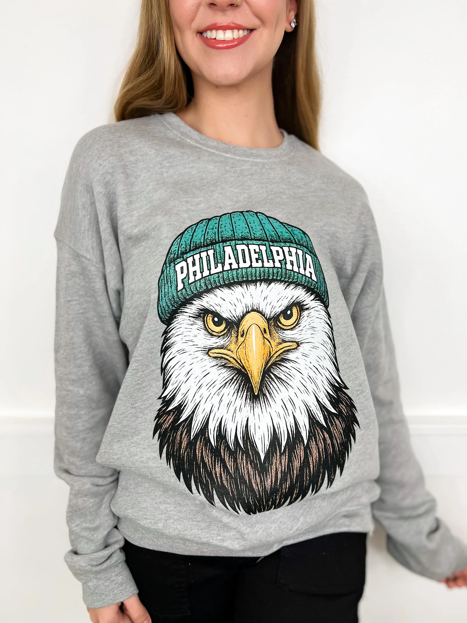 Game Day Gear Cotton Blend Long Sleeve Grey Avery Mae Graphic Crewneck Sweatshirt - Multiple Options (Bella+Canvas) - Image 4