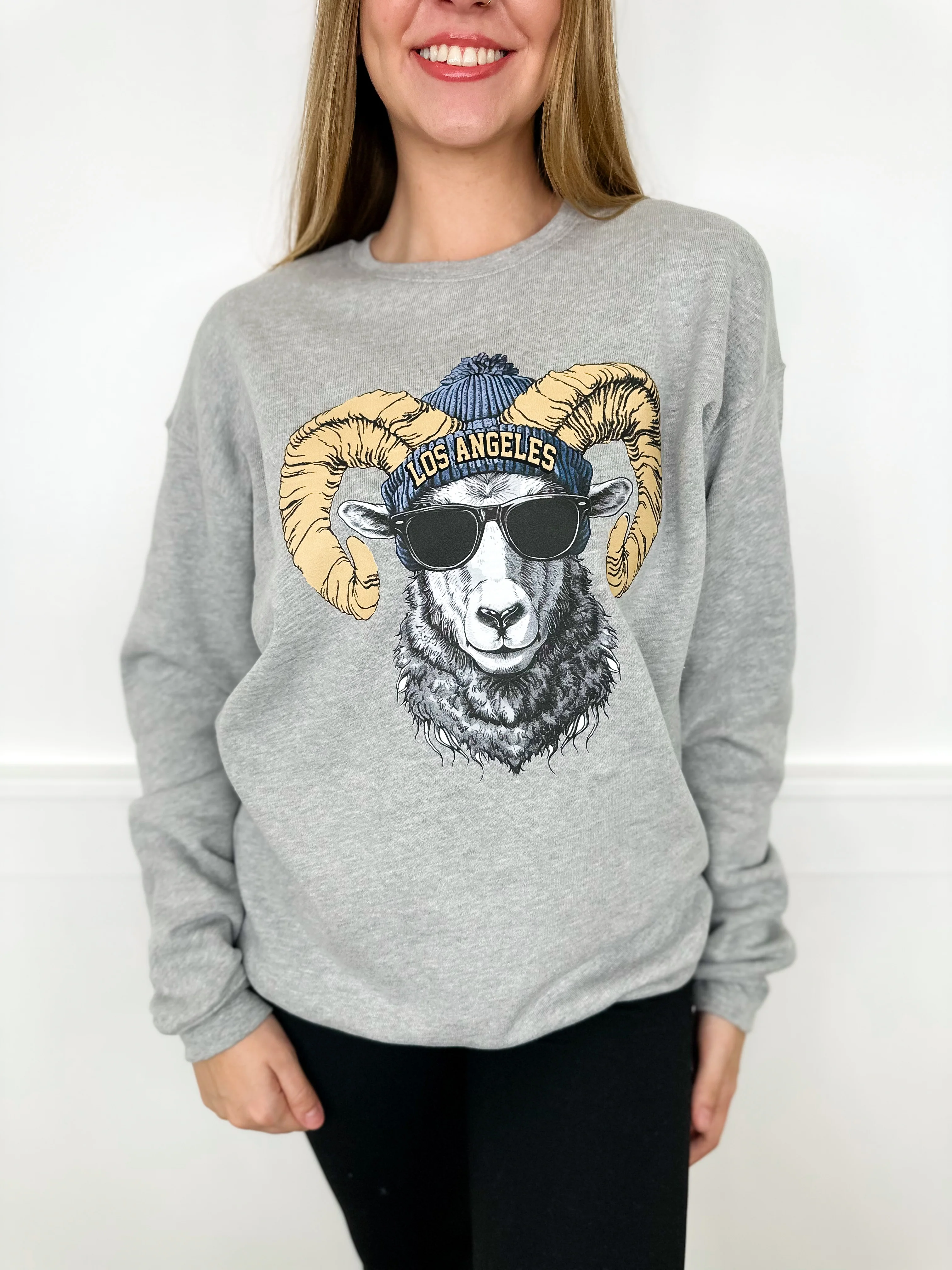 Game Day Gear Cotton Blend Long Sleeve Grey Avery Mae Graphic Crewneck Sweatshirt - Multiple Options (Bella+Canvas) - Image 5