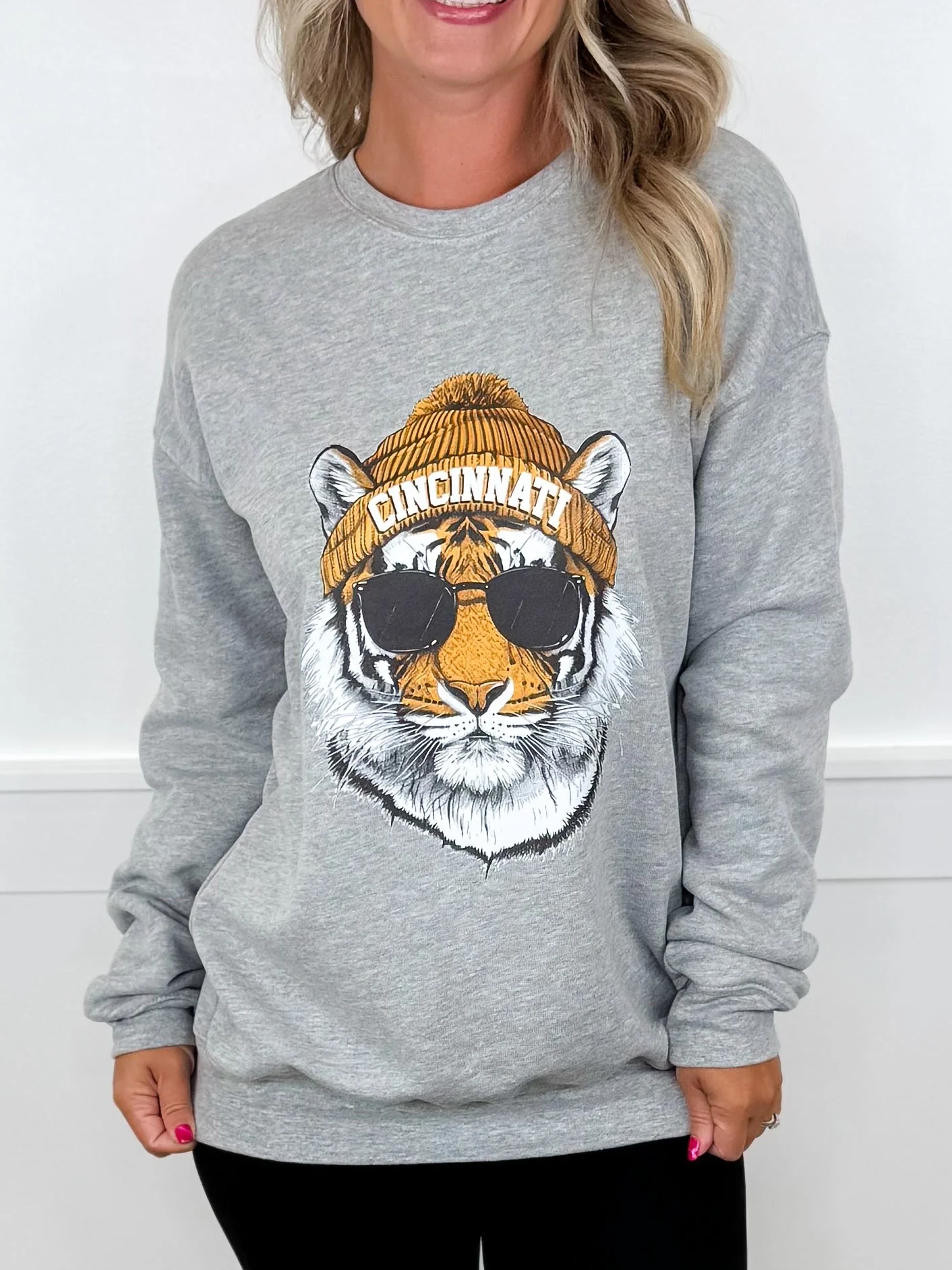 Game Day Gear Cotton Blend Long Sleeve Grey Avery Mae Graphic Crewneck Sweatshirt - Multiple Options (Bella+Canvas) - Image 9