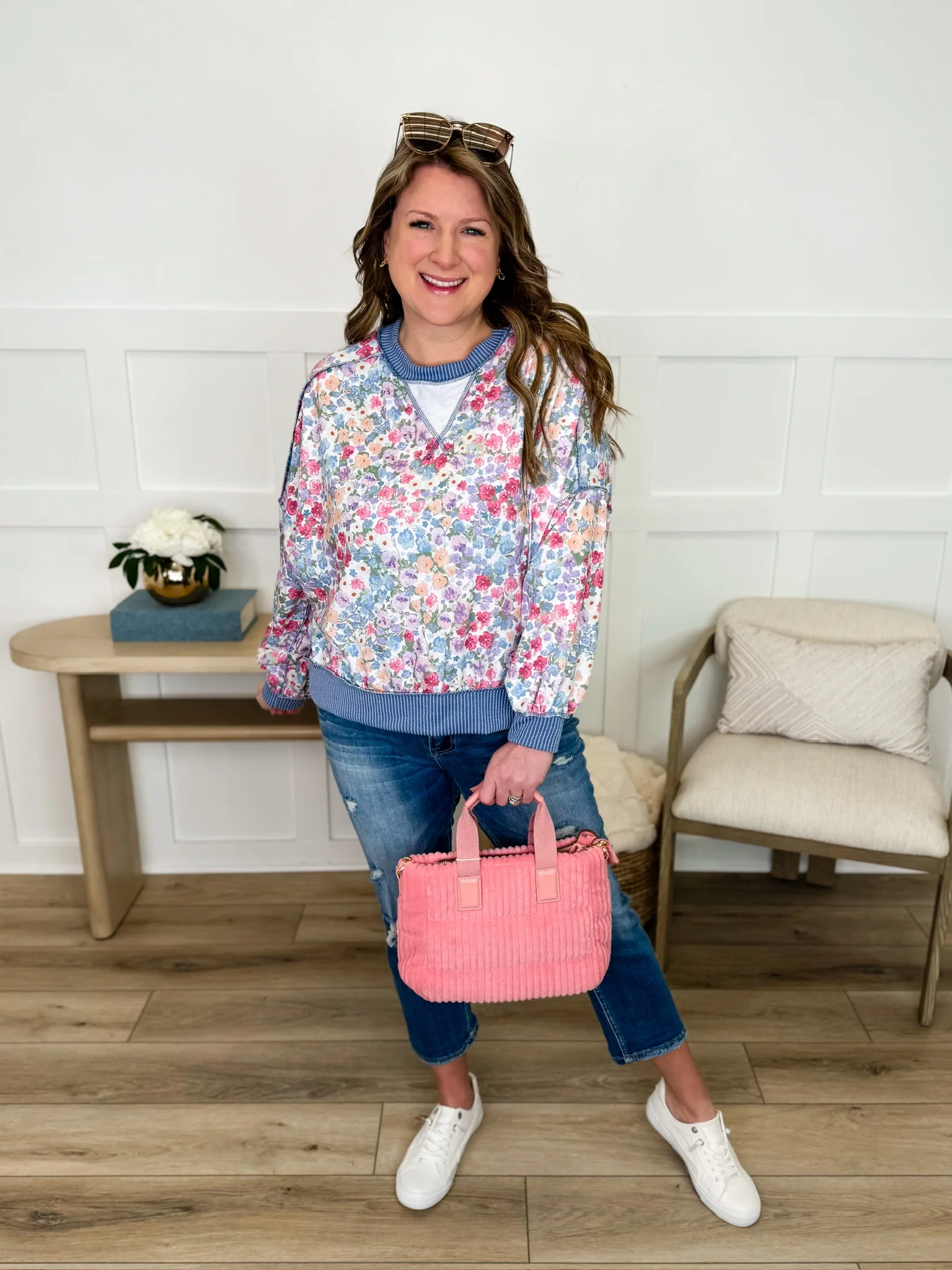 Risen Kaia High-Rise Capris - Medium Wash (Distressed) - Image 12