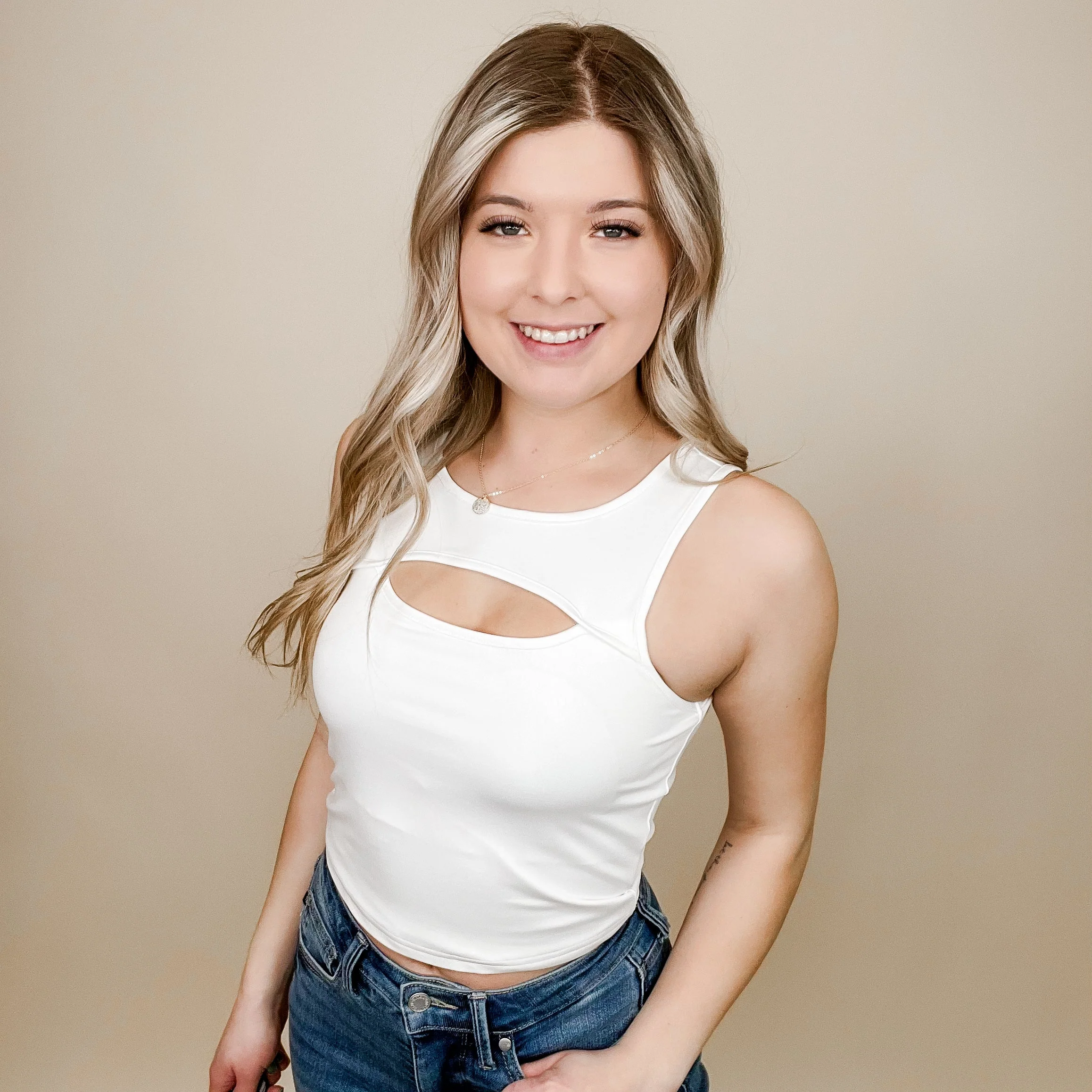 White Birch Basic Help Me Remember Padded Cropped Tank Top - 3 colors! - Image 3