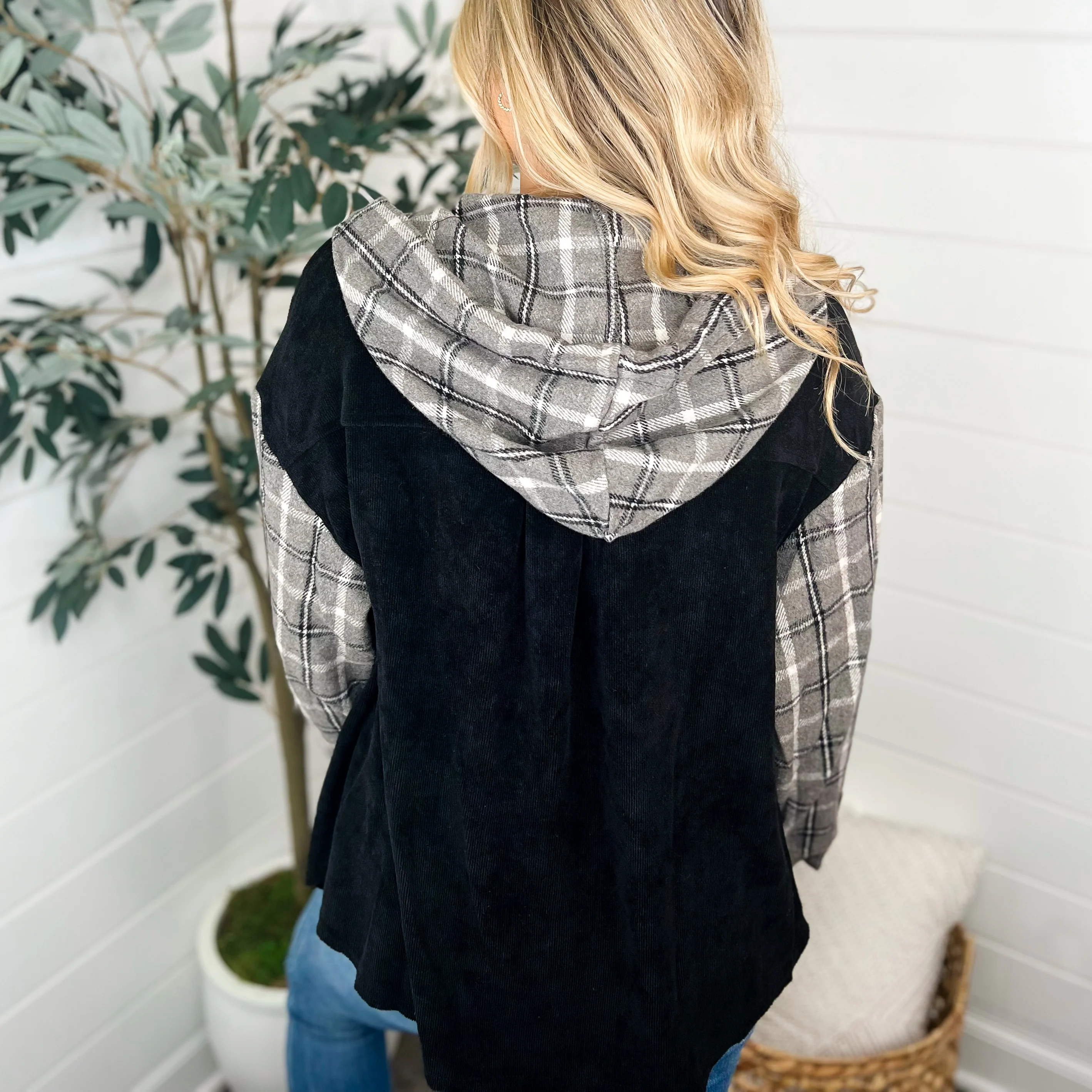 White Birch I'm Bringing My Best Ribbed Long Sleeve Hooded Shacket - 2 colors! - Image 3